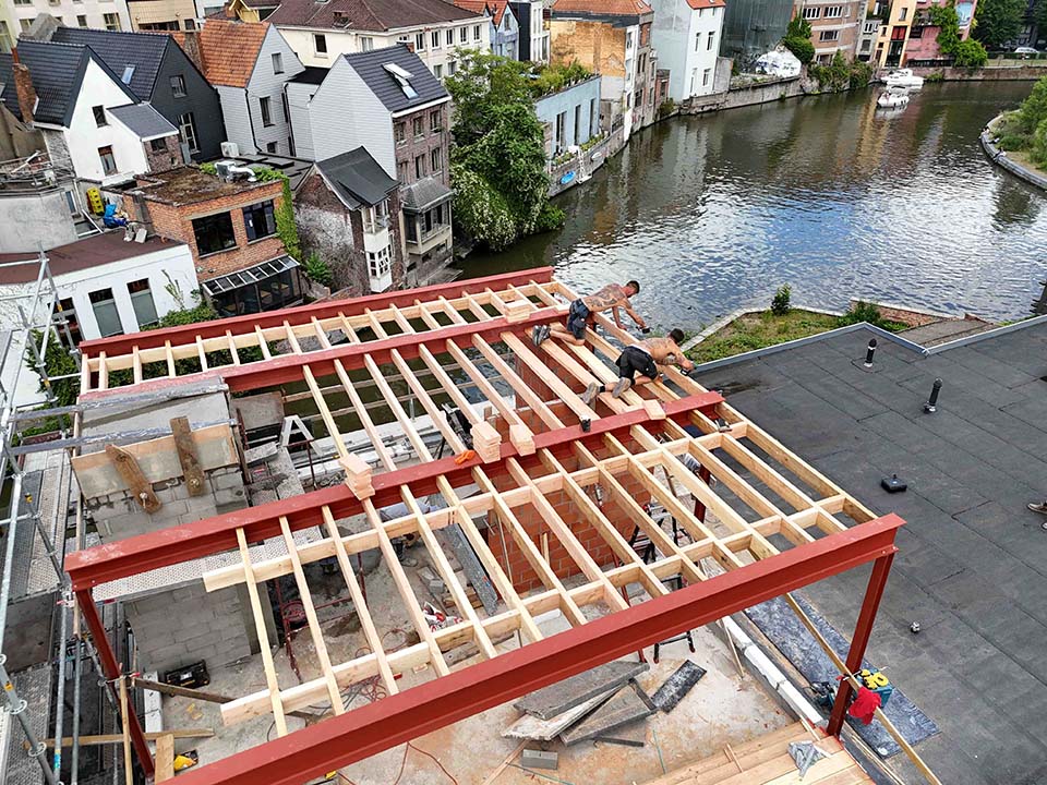 Houten dakconstructie